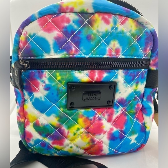 Steve Madden tie Dye Bright Multi Color Nylon Quilted Crossbody Bag - Picture 7 of 8
